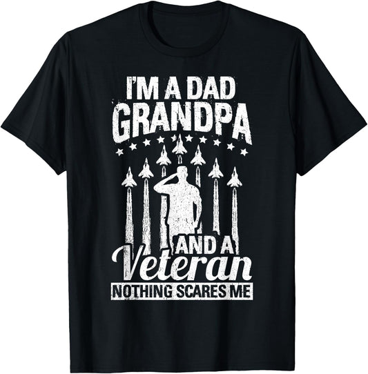 I'm A Dad Grandpa & Veteran Fathers Day Papa Grandpa Gift T-Shirt - T-Shirt | Black