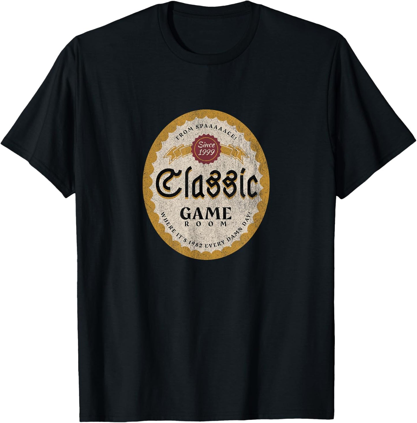 Classic Game Room "From Spaaaaace!" Beer Logo T-Shirt - T-Shirt | Black