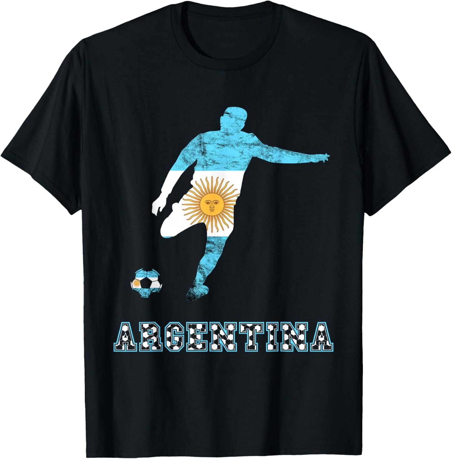 Argentina Argentina Soccer Player Sun Of May Argentina Flag T-Shirt - T-Shirt | Black