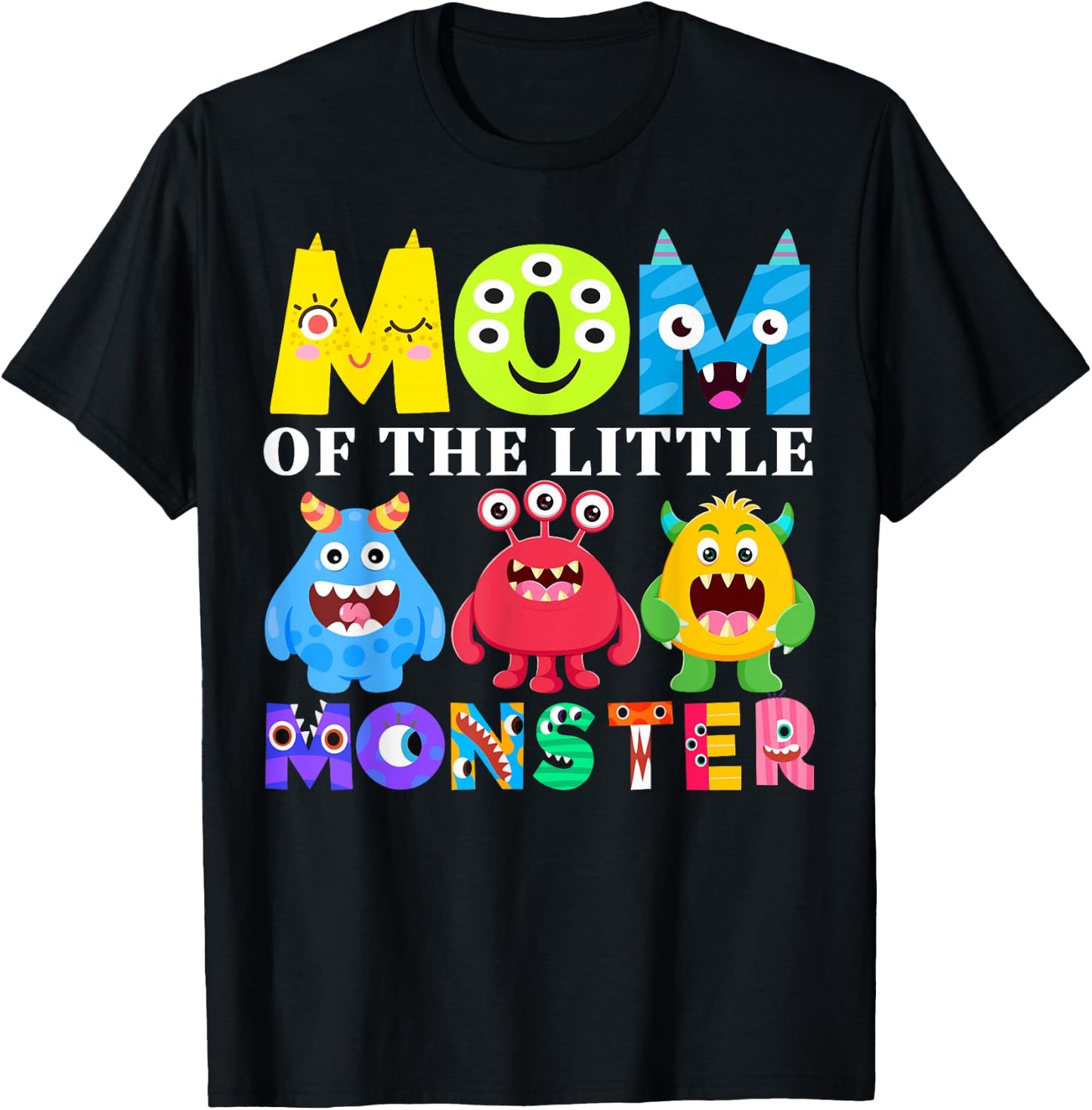Mom Little Monster Kids 1st Birthday Party Family Monster T-Shirt - T-Shirt | Black