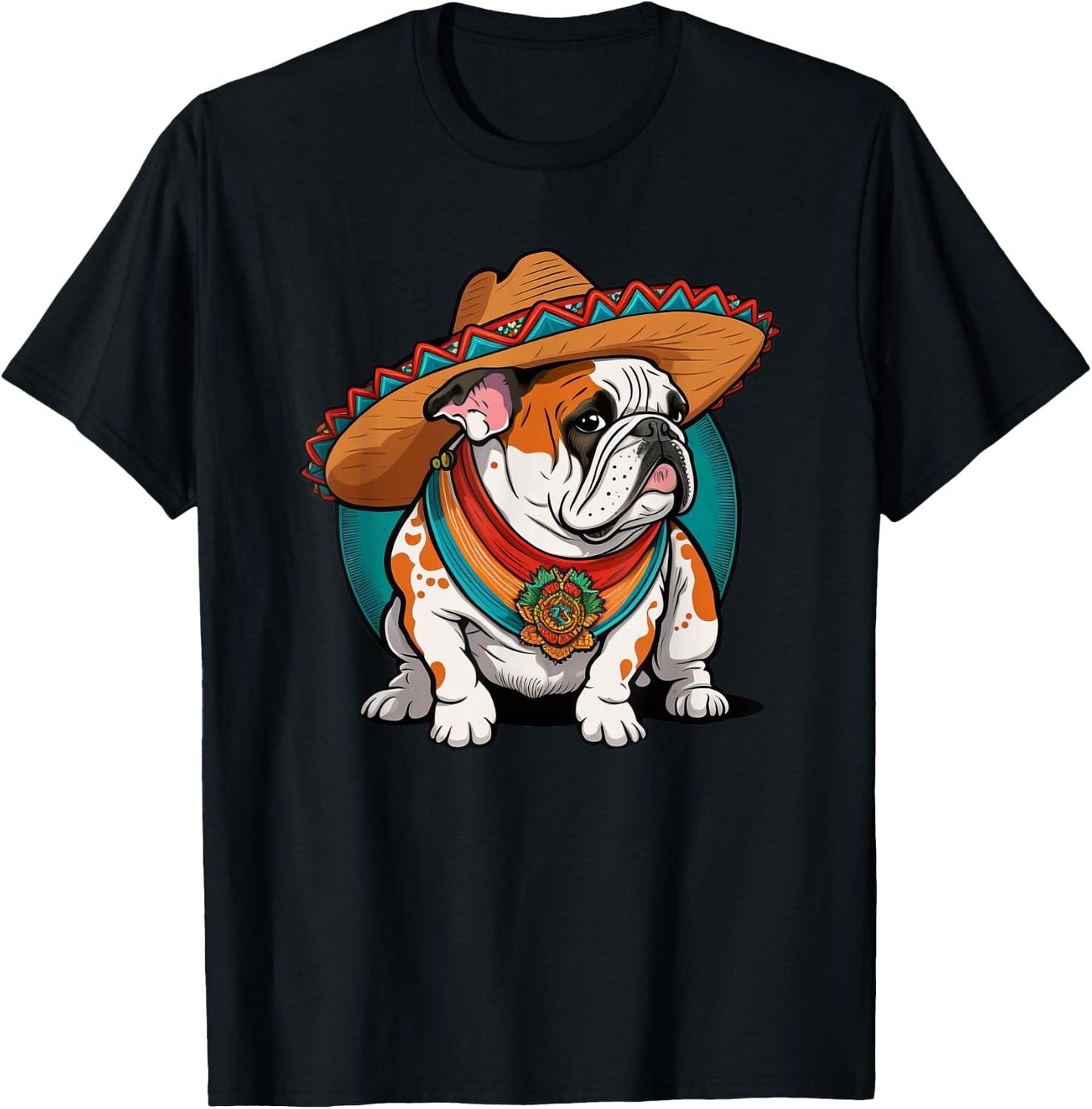 Hispanic Pride English bulldog with Sombrero Heritage T-Shirt - T-Shirt | Black