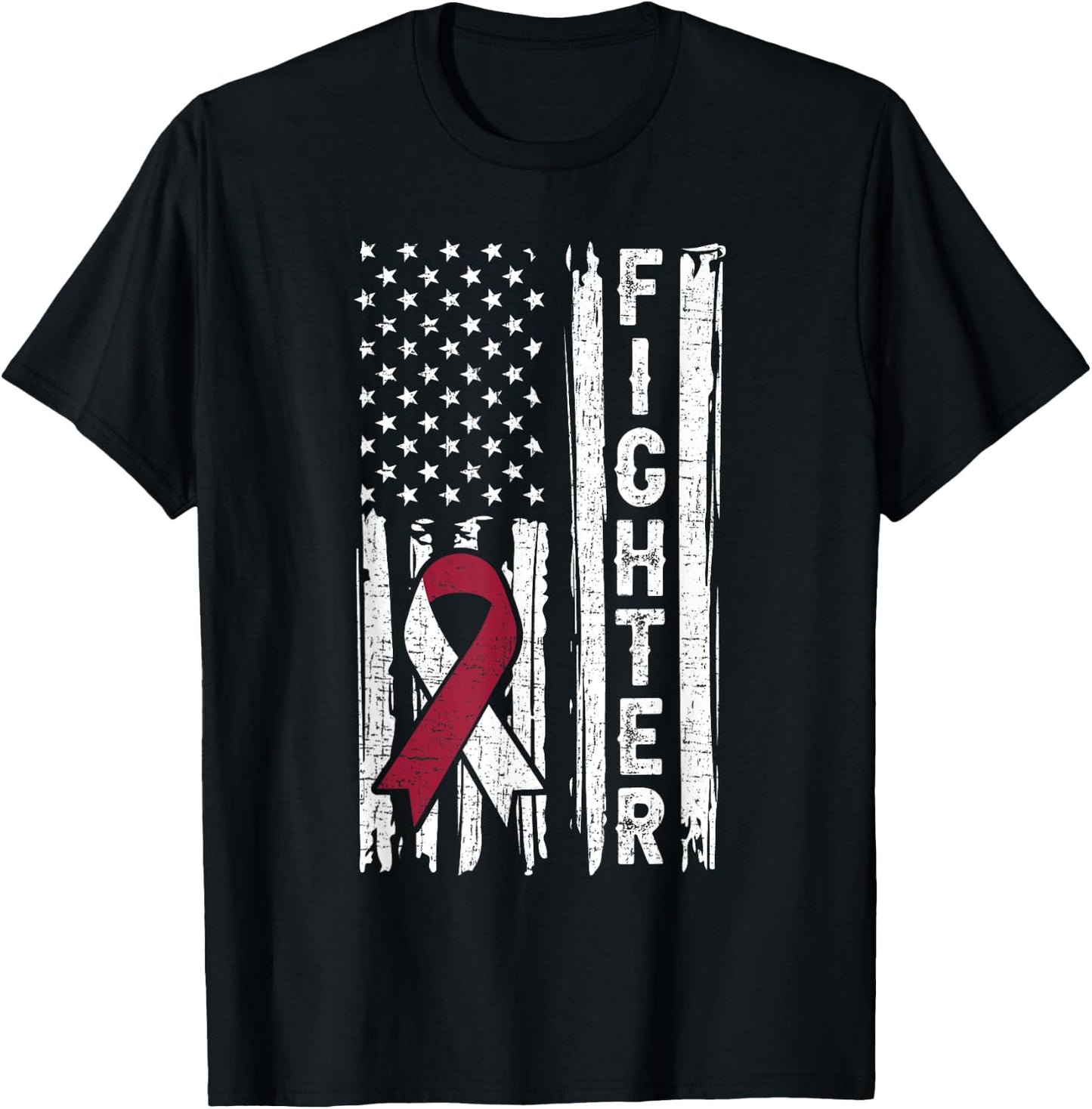 Head and Neck Cancer Patient Fighter Throat Oral Cancer Flag T-Shirt - T-Shirt | Black