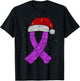 Epilepsy Christmas Hat Purple Awareness Ribbon Seizure T-Shirt - T-Shirt | Black