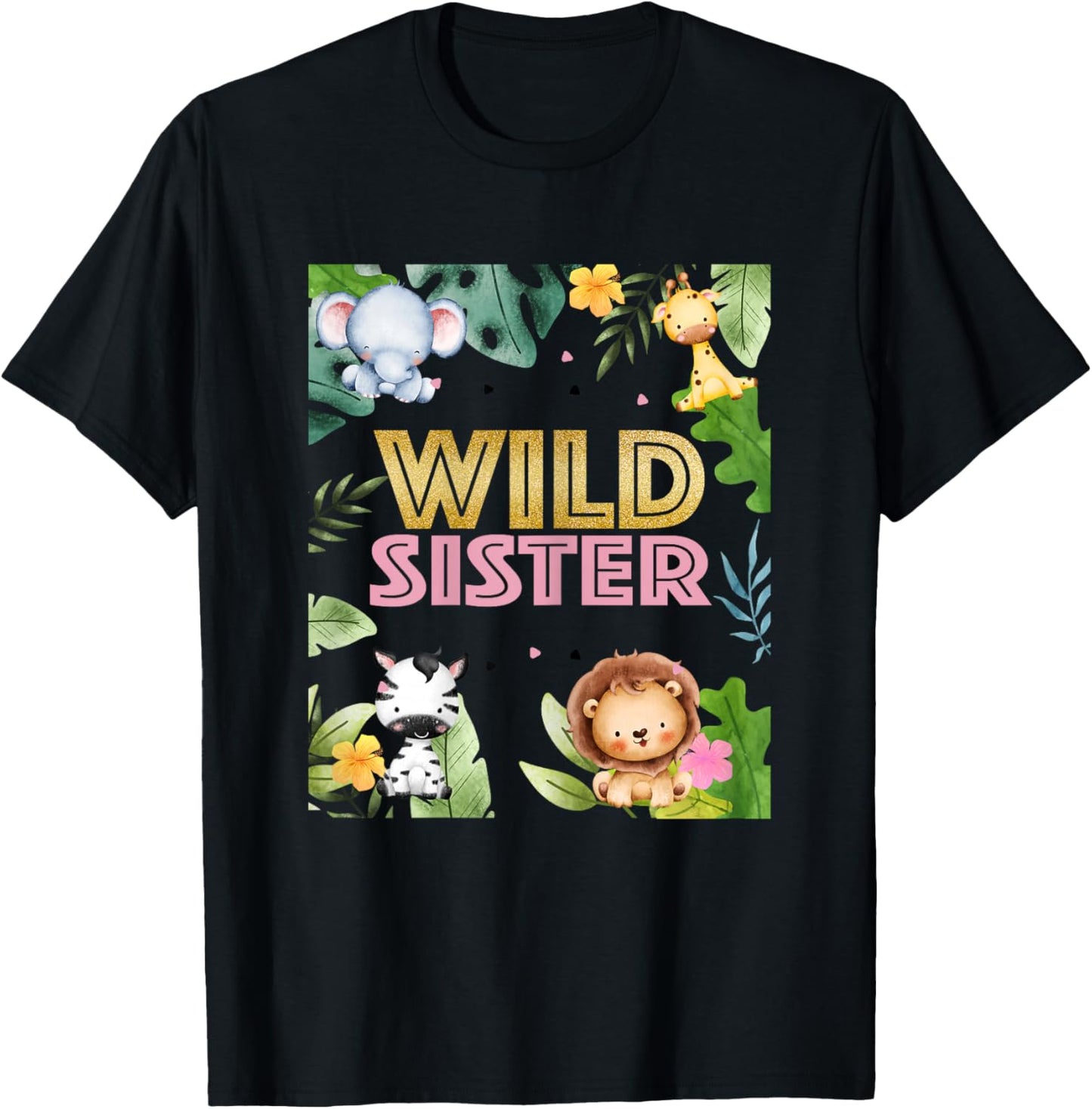 Sister 2nd Birthday Two Wild Second Bday Animal Party T-Shirt - T-Shirt | Black
