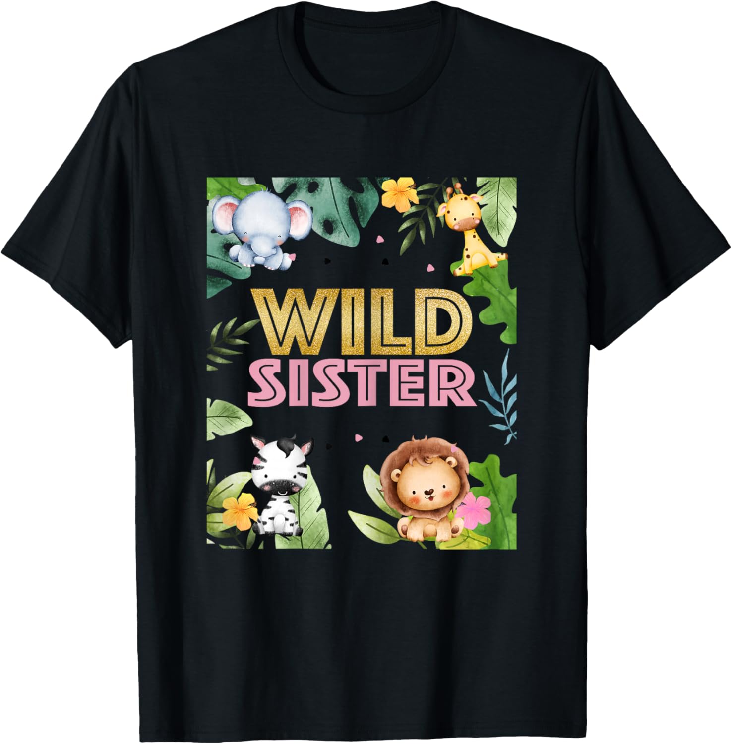Sister 2nd Birthday Two Wild Second Bday Animal Party T-Shirt - T-Shirt | Black