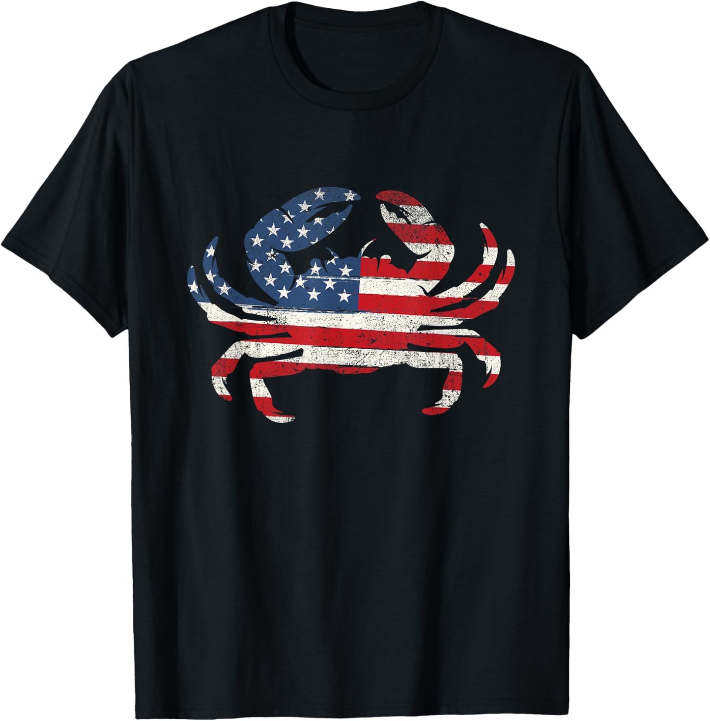 USA American Flag Crab - 4th of July Crabber Animal Lover T-Shirt - T-Shirt | Black
