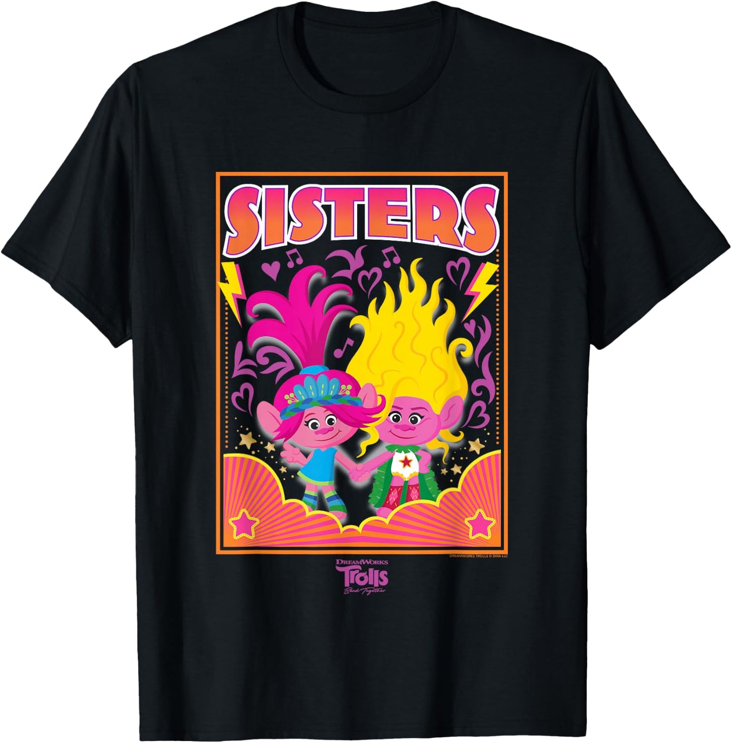 DreamWorks Trolls Band Together Poppy and Viva Sisters T-Shirt - T-Shirt | Black