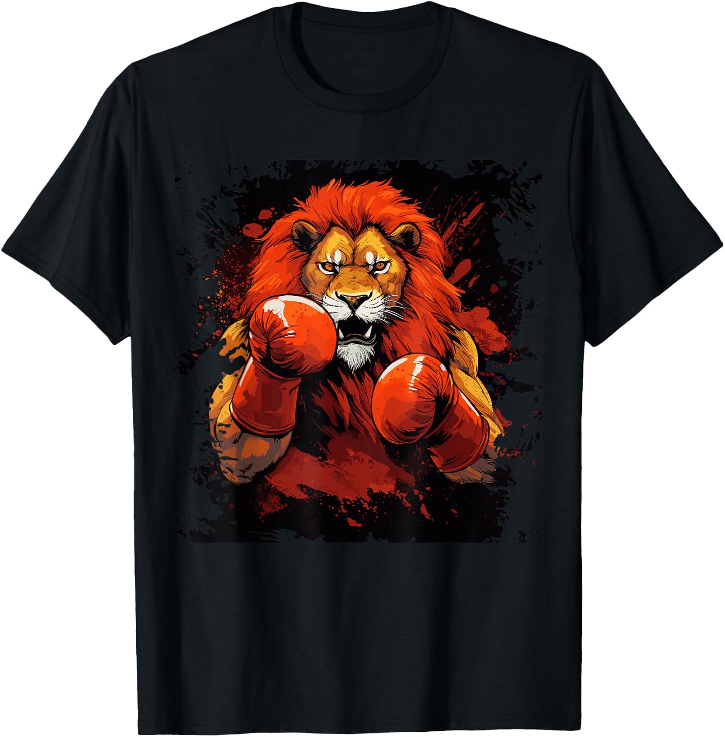 Vintage Boxing Lion Boxer With Sport Boxing Gloves T-Shirt - T-Shirt | Black