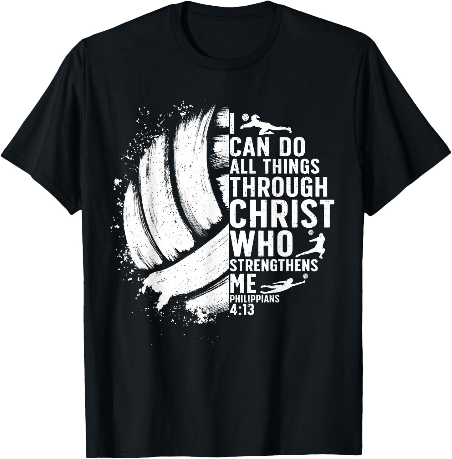 Funny Volleyball Christian Design Women Boys Girls T-Shirt - T-Shirt | Black