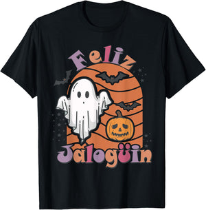 Feliz Jaloguin Cute Spanish Haloween Latino T-Shirt - T-Shirt | Black