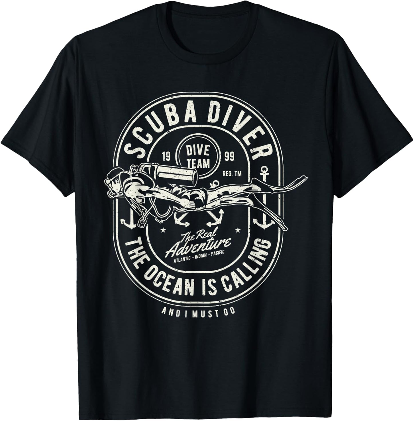 The Ocean Is Calling And I Must Go - Scuba Diving Diver Dive T-Shirt - T-Shirt | Black