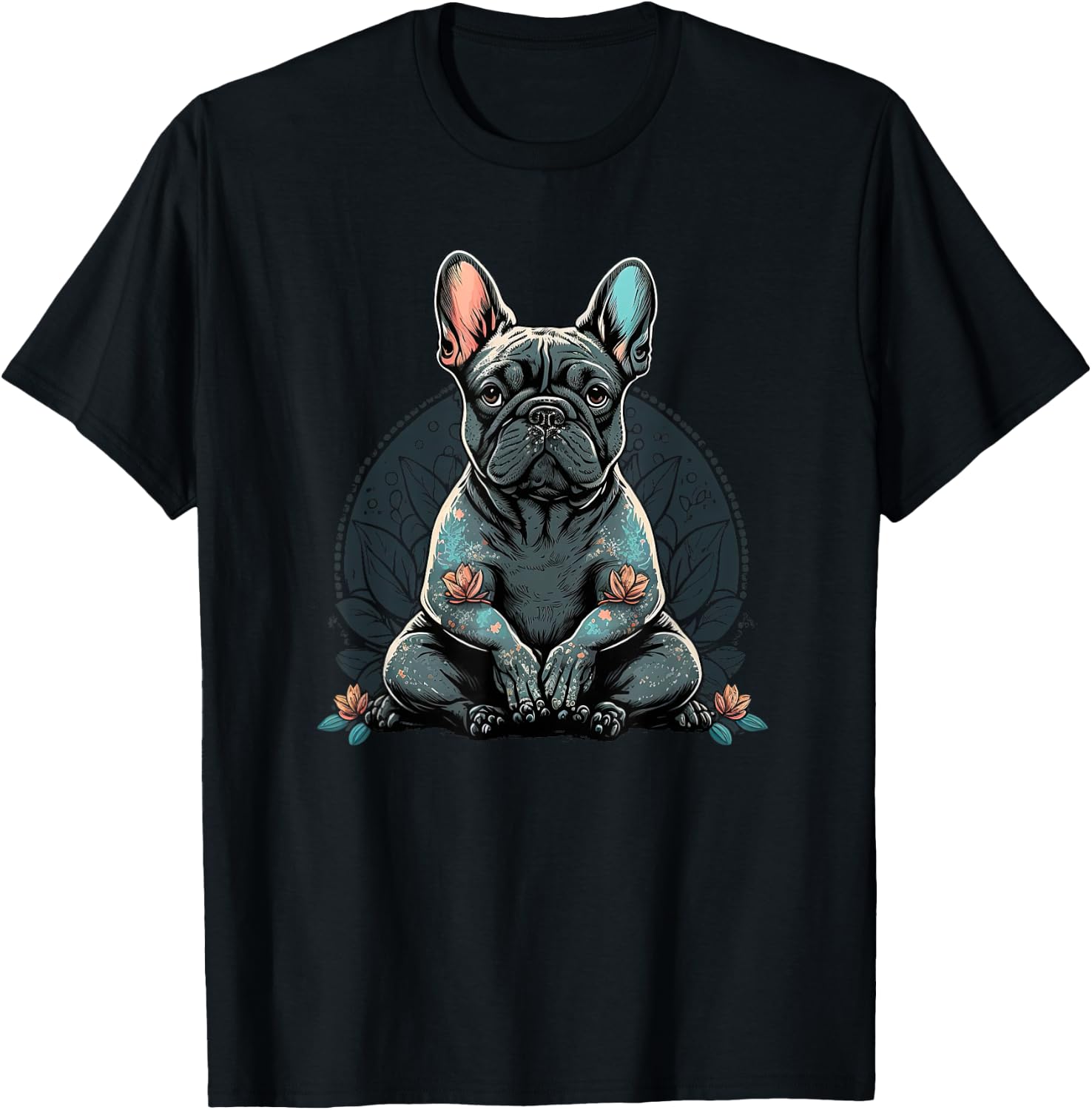 Funny French Bulldog Frenchie Yoga T-Shirt - T-Shirt | Black
