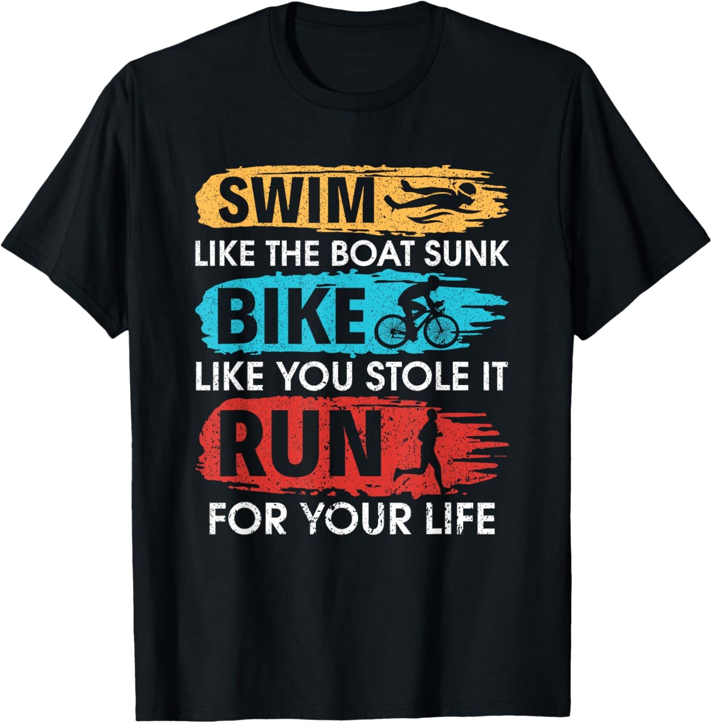 Cool Triathlon Women Swim Bike Run Triathlete T-Shirt - T-Shirt | Black
