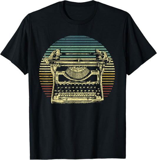 Cool Vintage Typewriter Women Author Writer Keyboard T-Shirt - T-Shirt | Black