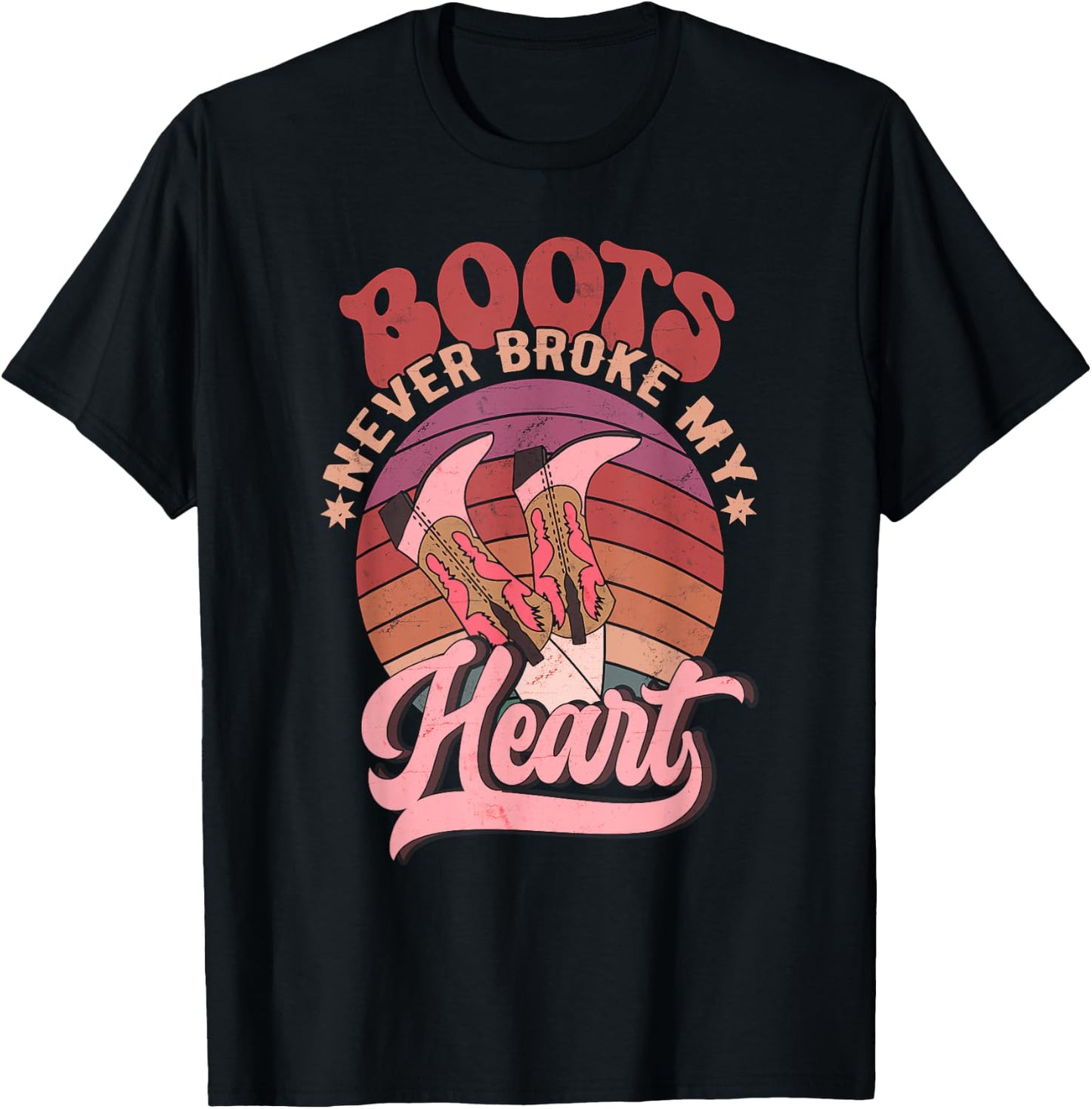 Howdy Valentines Boots Never Broke My Heart Western Cowgirl T-Shirt - T-Shirt | Black