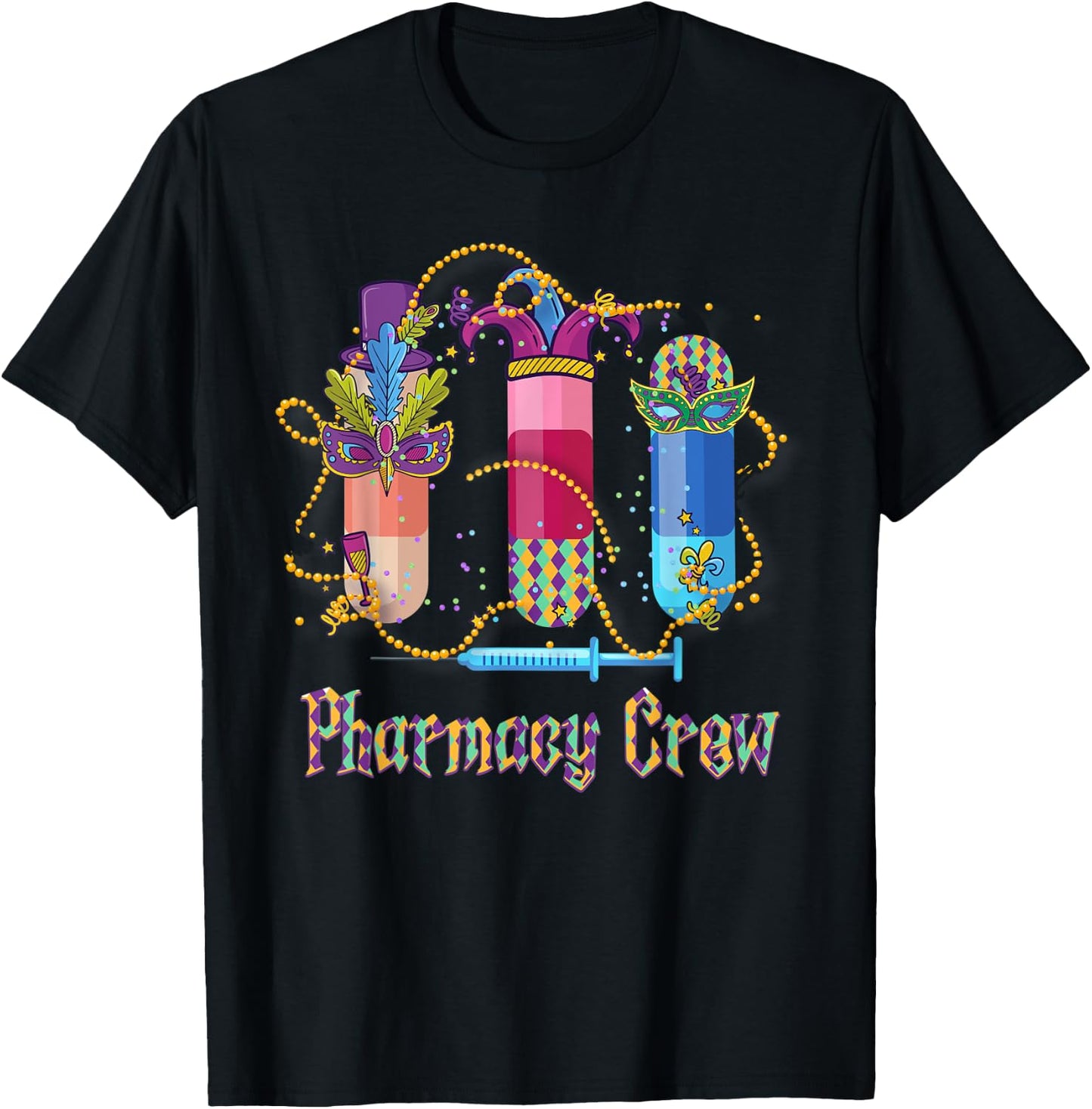 Pharmacy Squad Capsule Pharmacy Mardi Gras NOLA Carnival T-Shirt - T-Shirt | Black