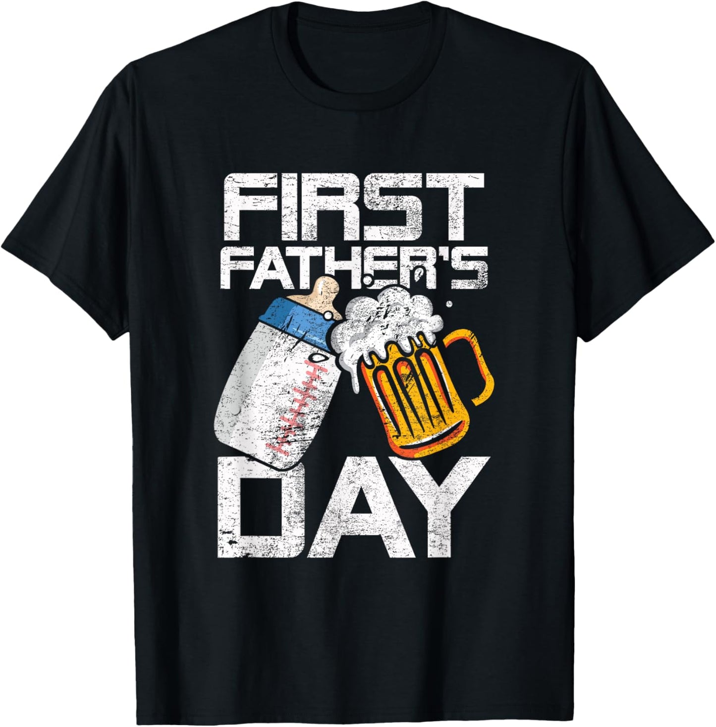 Beer Baby Bottle Daddy Dad Joke First Fathers Day Men Women T-Shirt - T-Shirt | Black