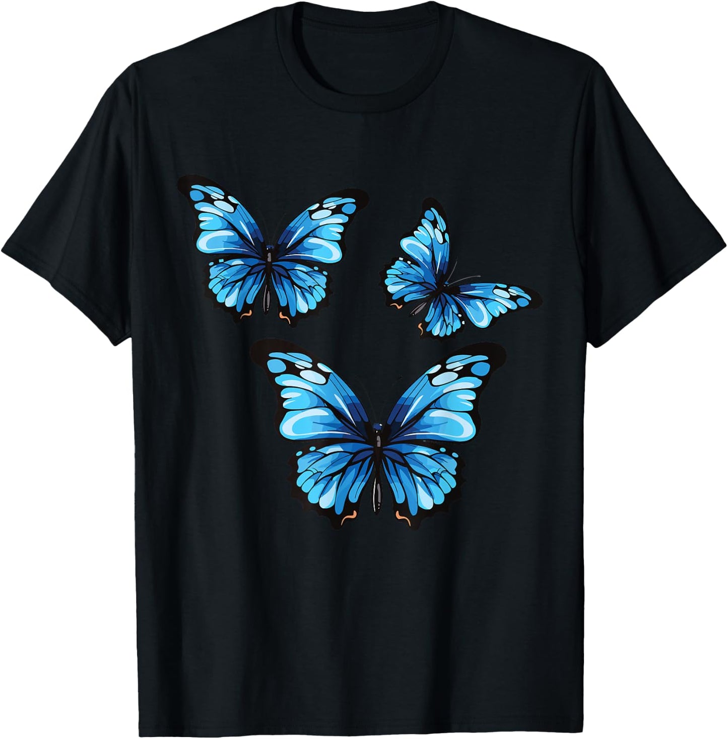 Blue Butterfly Art Garden Beautiful Butterflies Insects T-Shirt - T-Shirt | Black