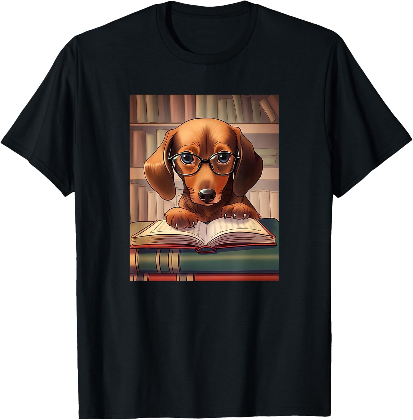 Dachshund Reading Funny Dog Book Lover Men Women Kids T-Shirt - T-Shirt | Black