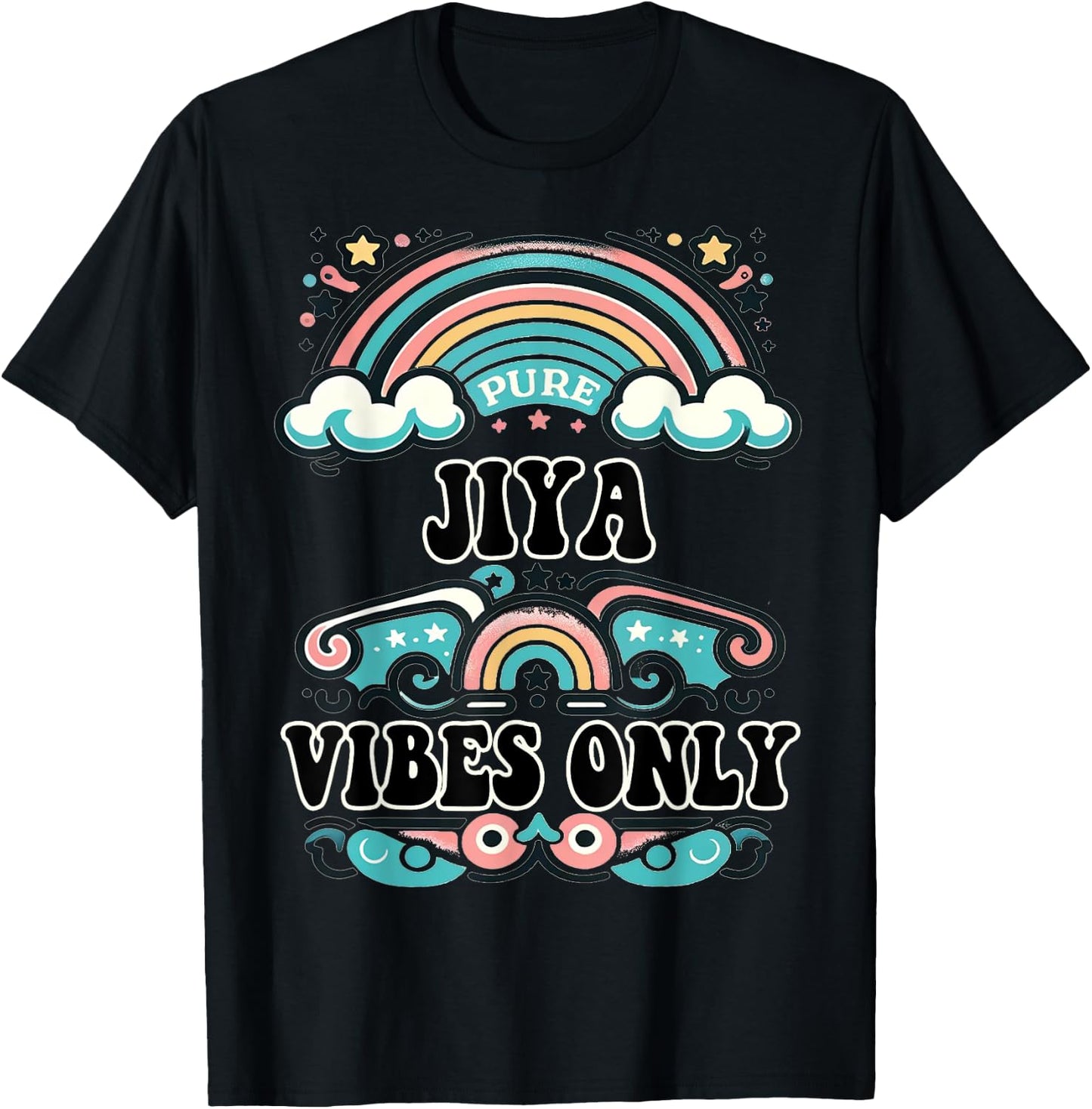 JIYA Vibes Only Cute Retro Girls JIYA Name T-Shirt - T-Shirt | Black