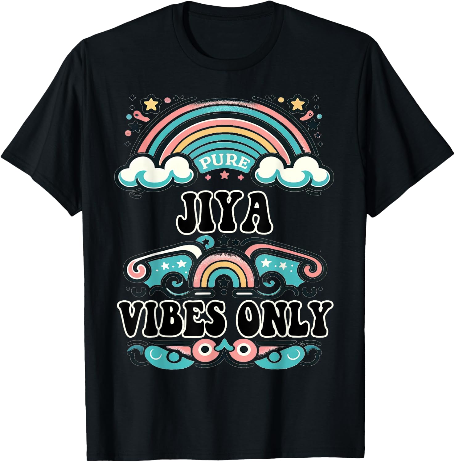 JIYA Vibes Only Cute Retro Girls JIYA Name T-Shirt - T-Shirt | Black