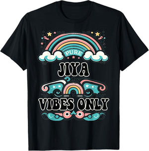 JIYA Vibes Only Cute Retro Girls JIYA Name T-Shirt - T-Shirt | Black