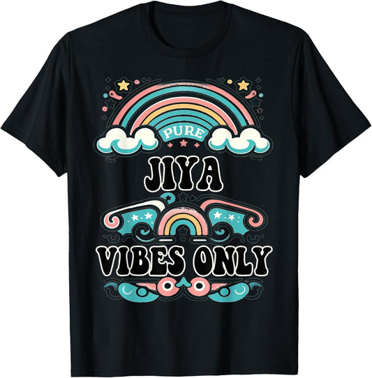 JIYA Vibes Only Cute Retro Girls JIYA Name T-Shirt - T-Shirt | Black