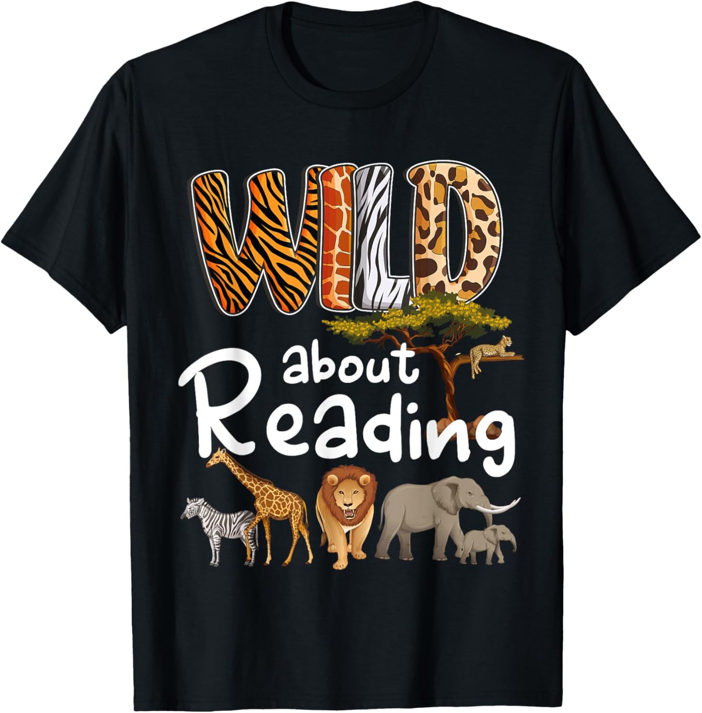 Wild About Reading Books Reader Lover Bookworm Librarian Men T-Shirt - T-Shirt | Black