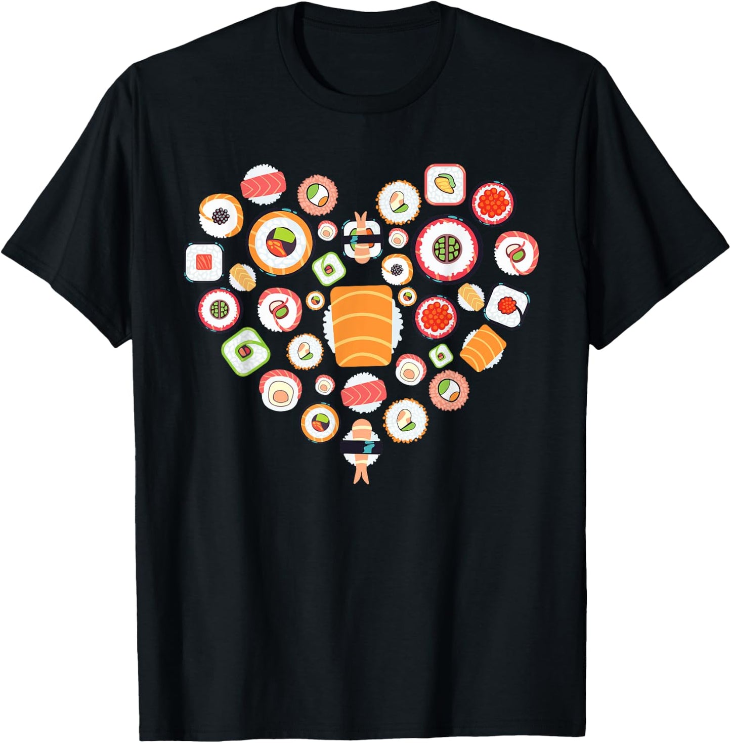 Funny Sushi Design For Kids Men Women I Heart Sushi Foodie T-Shirt - T-Shirt | Black