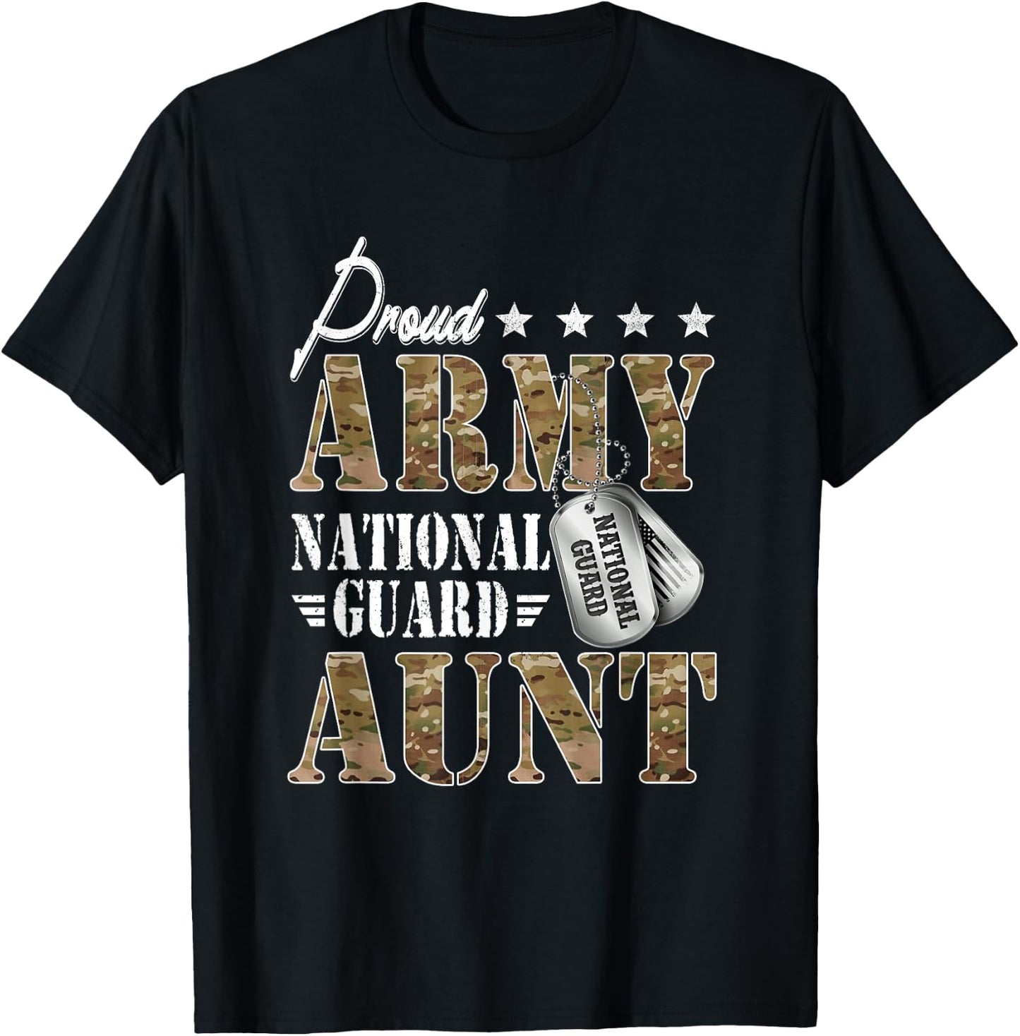 Proud Army National Guard Aunt National Guard Women's Black Regular Fit Short Sleeve Small Modern Military Graduation T-Shirt - T-Shirt | Black