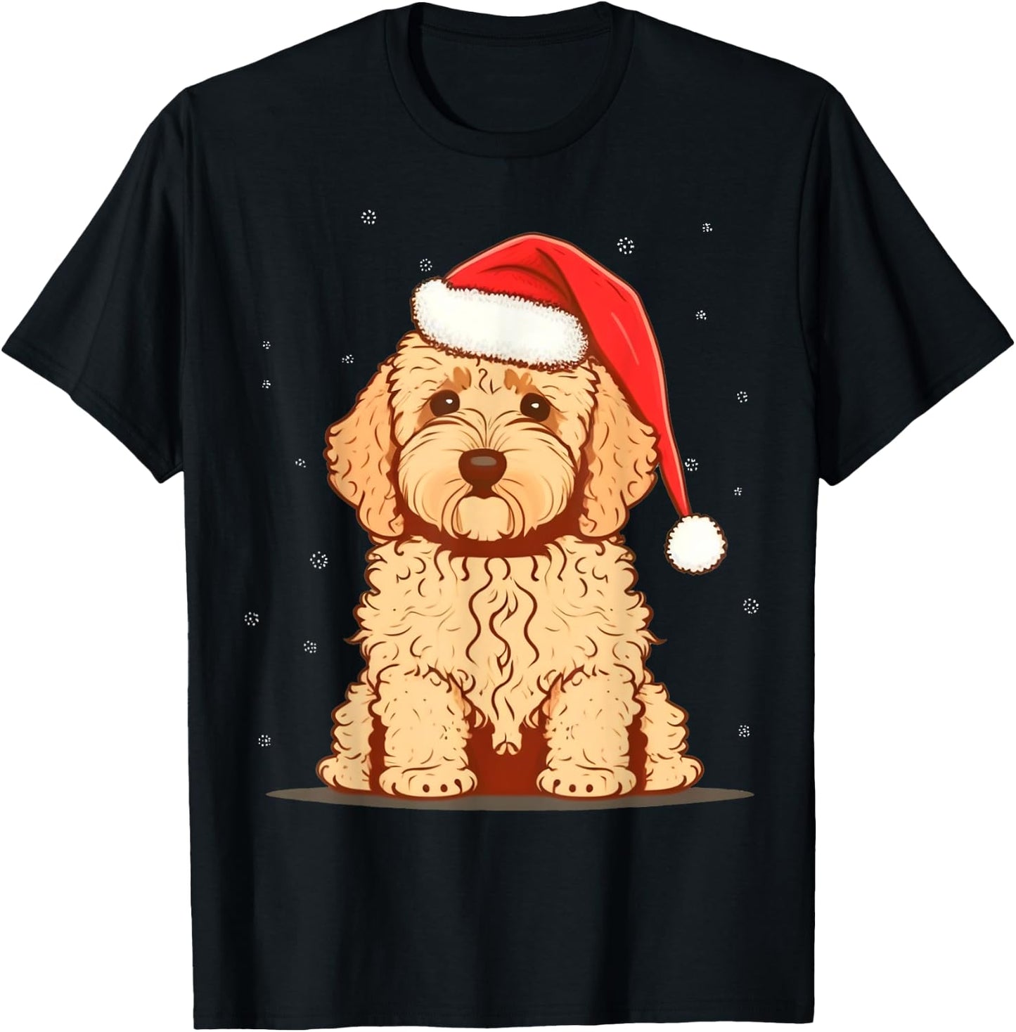 Xmas Golden Doodle Santa on Christmas Goldendoodle T-Shirt - T-Shirt | Black