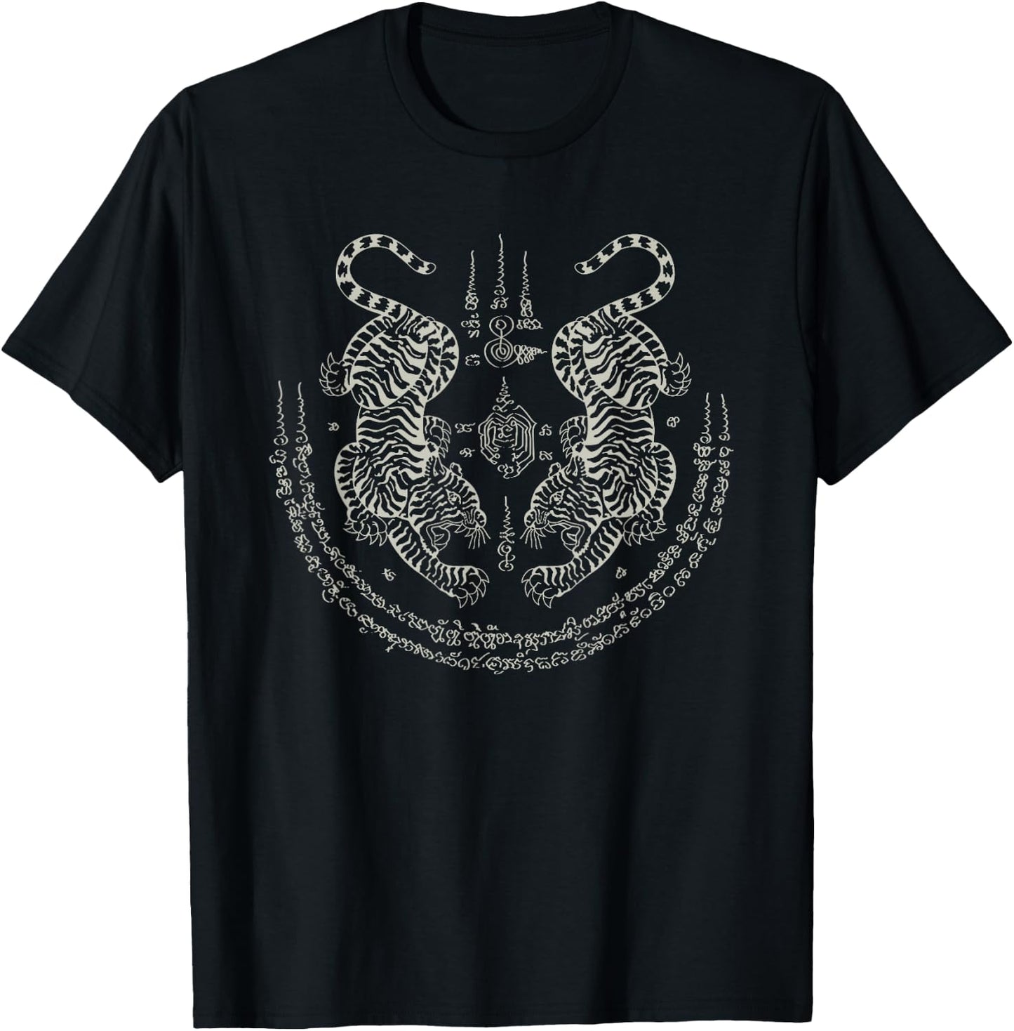 Thai Tattoo Twin Tiger Sak Yant Muay Thai Thailand Graphic T-Shirt - T-Shirt | Black