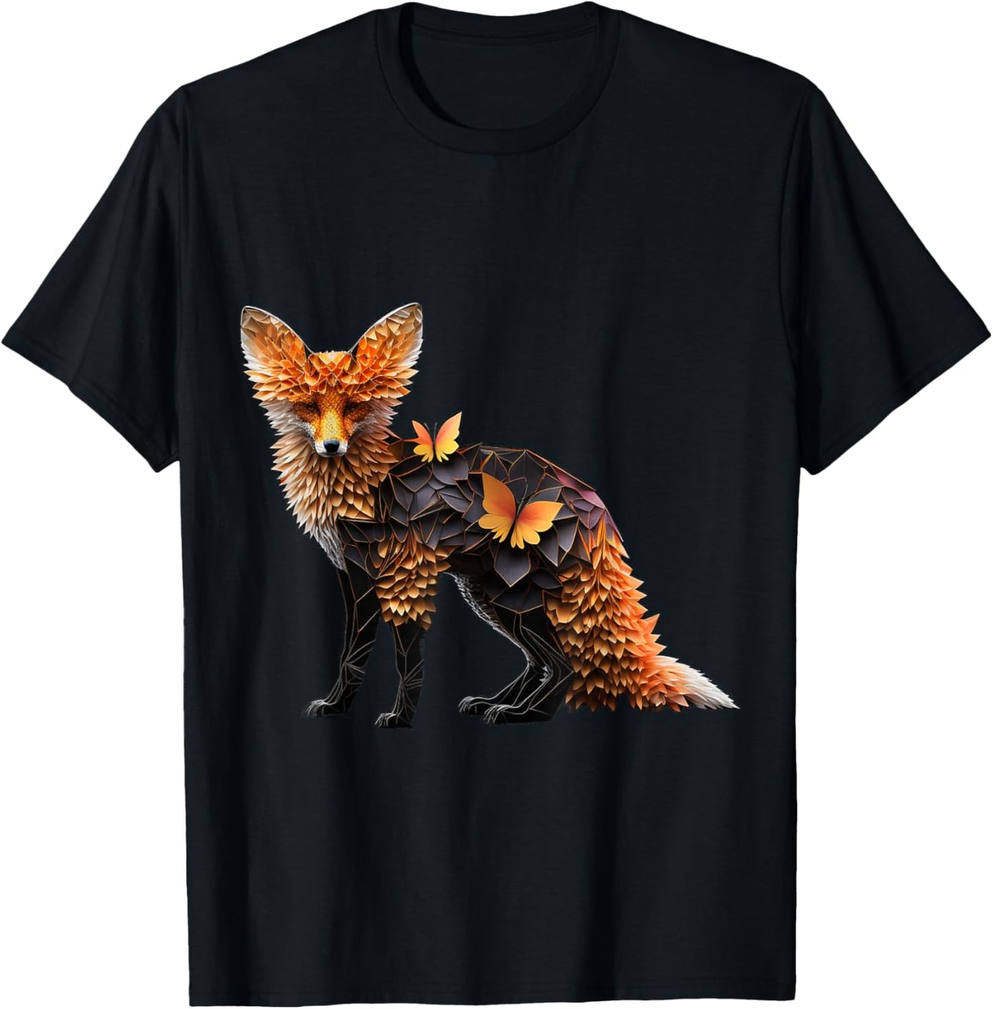 Fox Art Animal Lover Motif Animal Print Fox T-Shirt - T-Shirt | Black