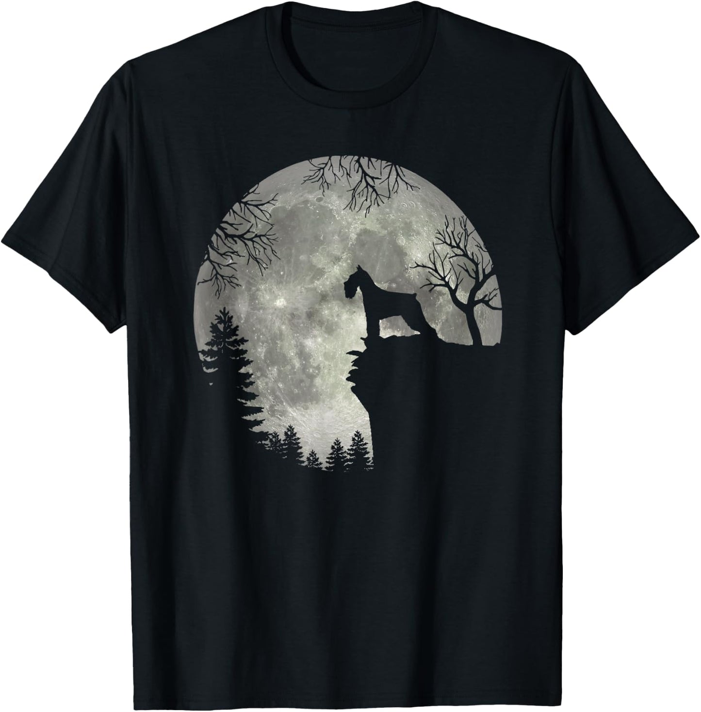 Standard Schnauzer And Moon Halloween T-Shirt - T-Shirt | Black
