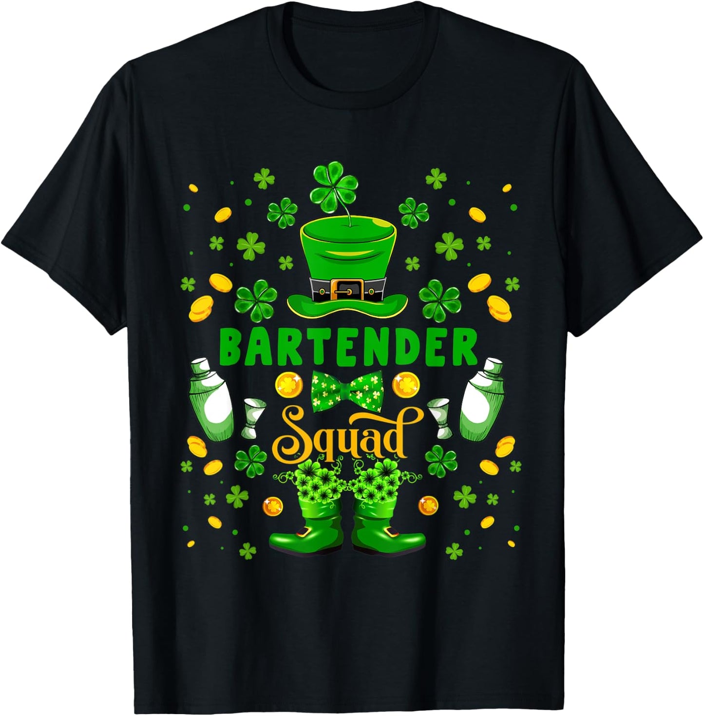 Bartender Squad St. Patrick's Day Shamrocks Costume Family T-Shirt - T-Shirt | Black