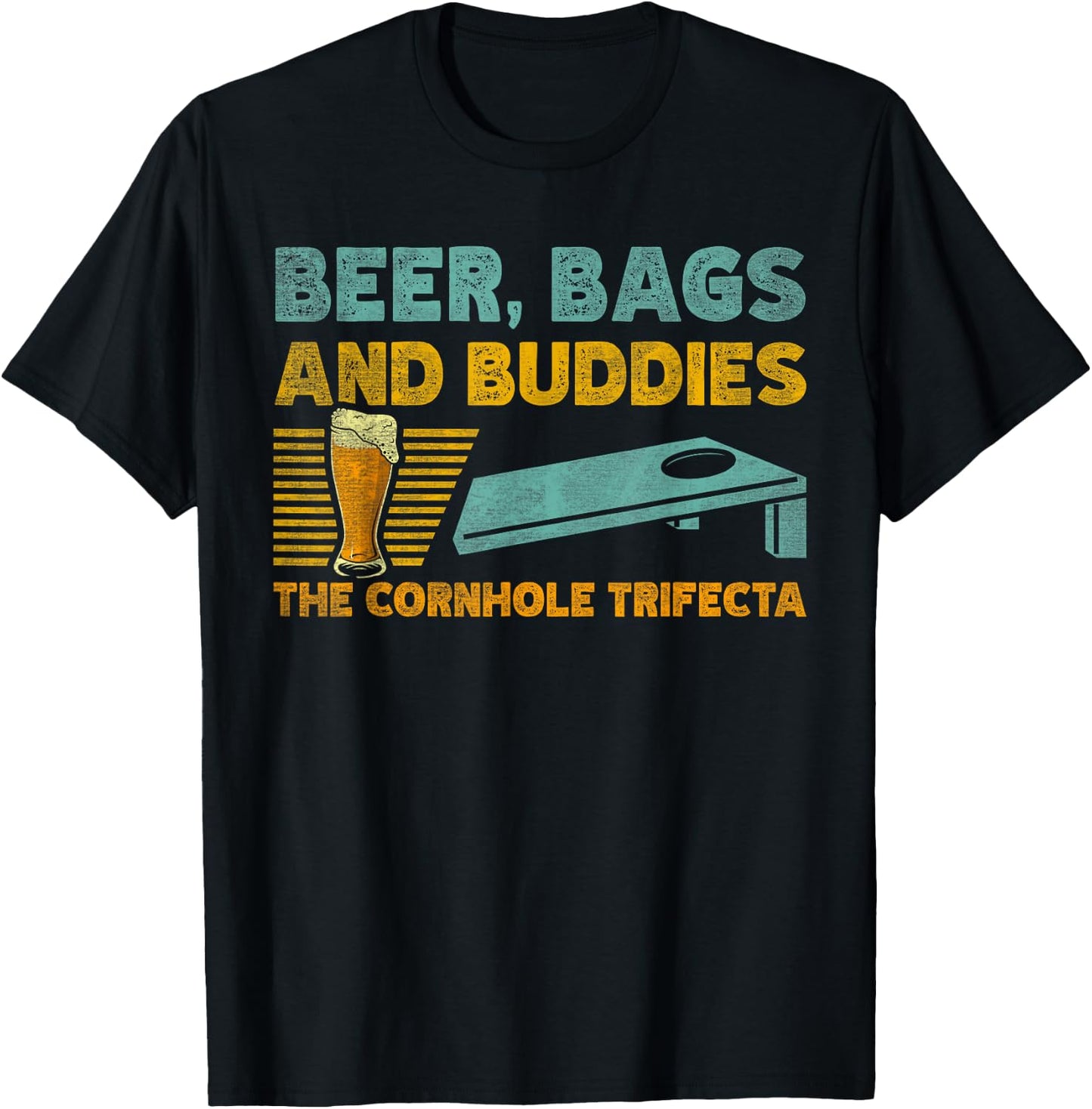 Beer Bags And Buddies The Cornhole Trifecta Bean Bag Gamer T-Shirt - T-Shirt | Black