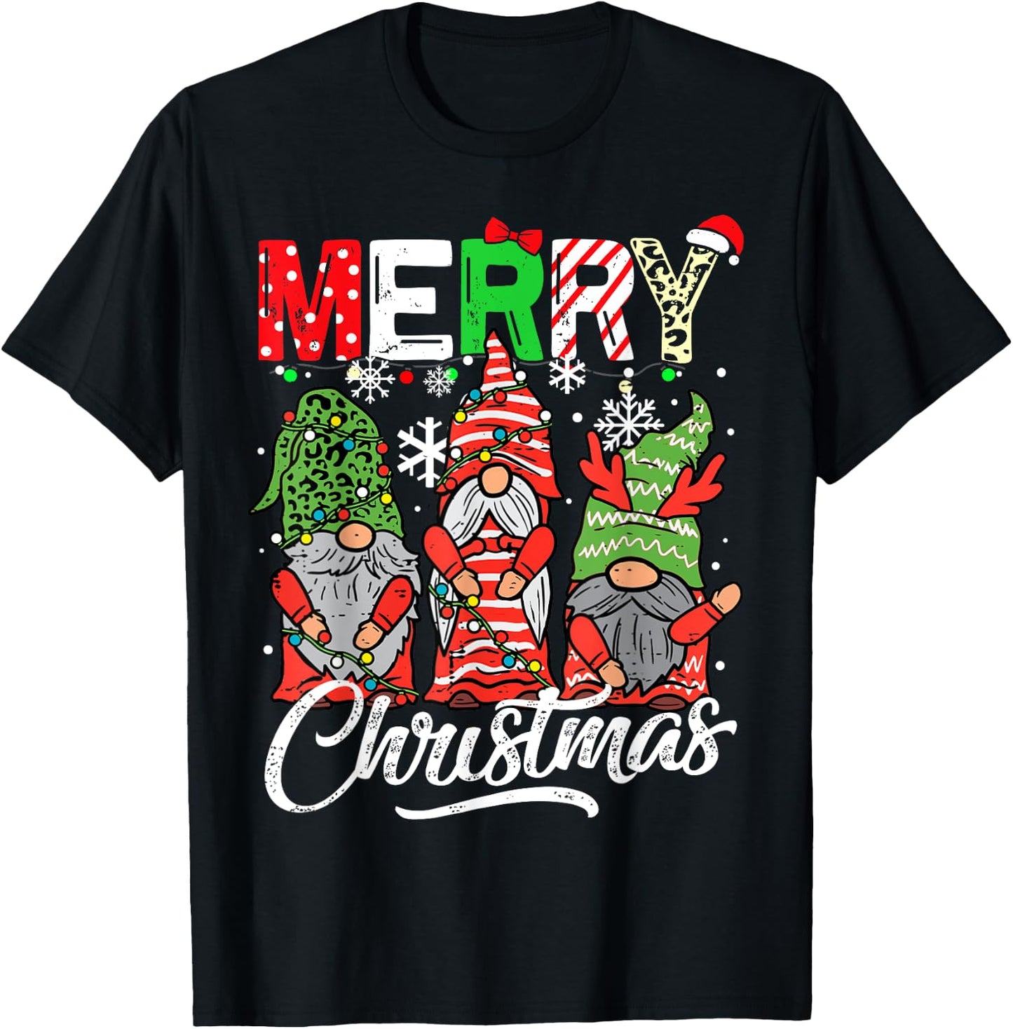 Merry christmas gnomes family pajamas matching women T-Shirt - T-Shirt | Black