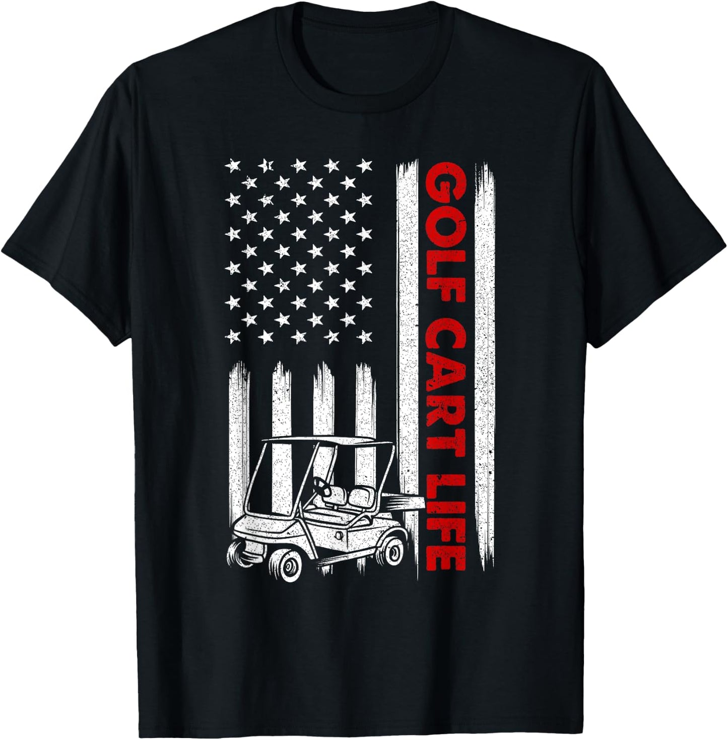 Funny USA Flag Golf Design Women Golfer Golf Lover T-Shirt - T-Shirt | Black