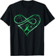 Emerald Green Ribbon Heart Liver Cancer Awareness Fighter T-Shirt - T-Shirt | Black