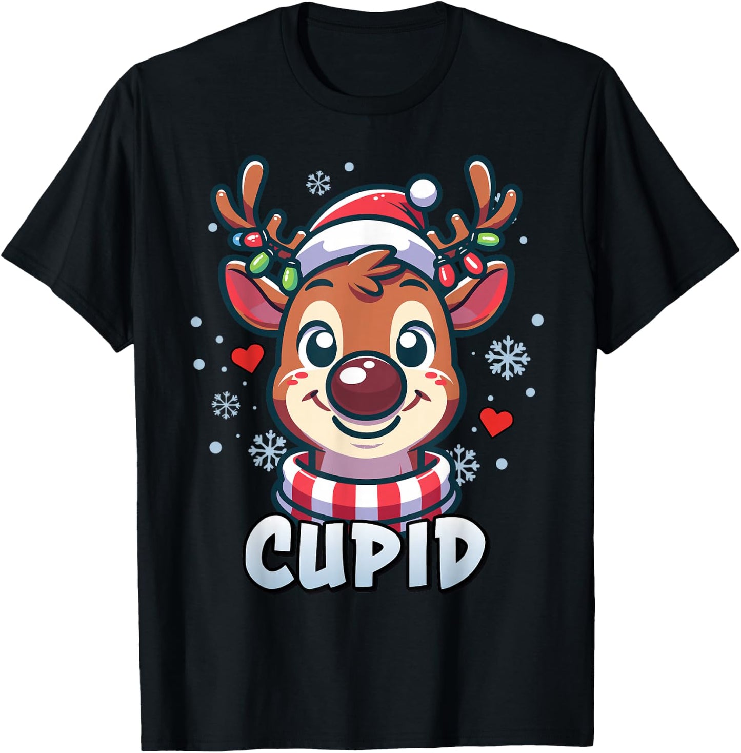 Santa’s Reindeer Cupid Xmas Group Costume T-Shirt - T-Shirt | Black