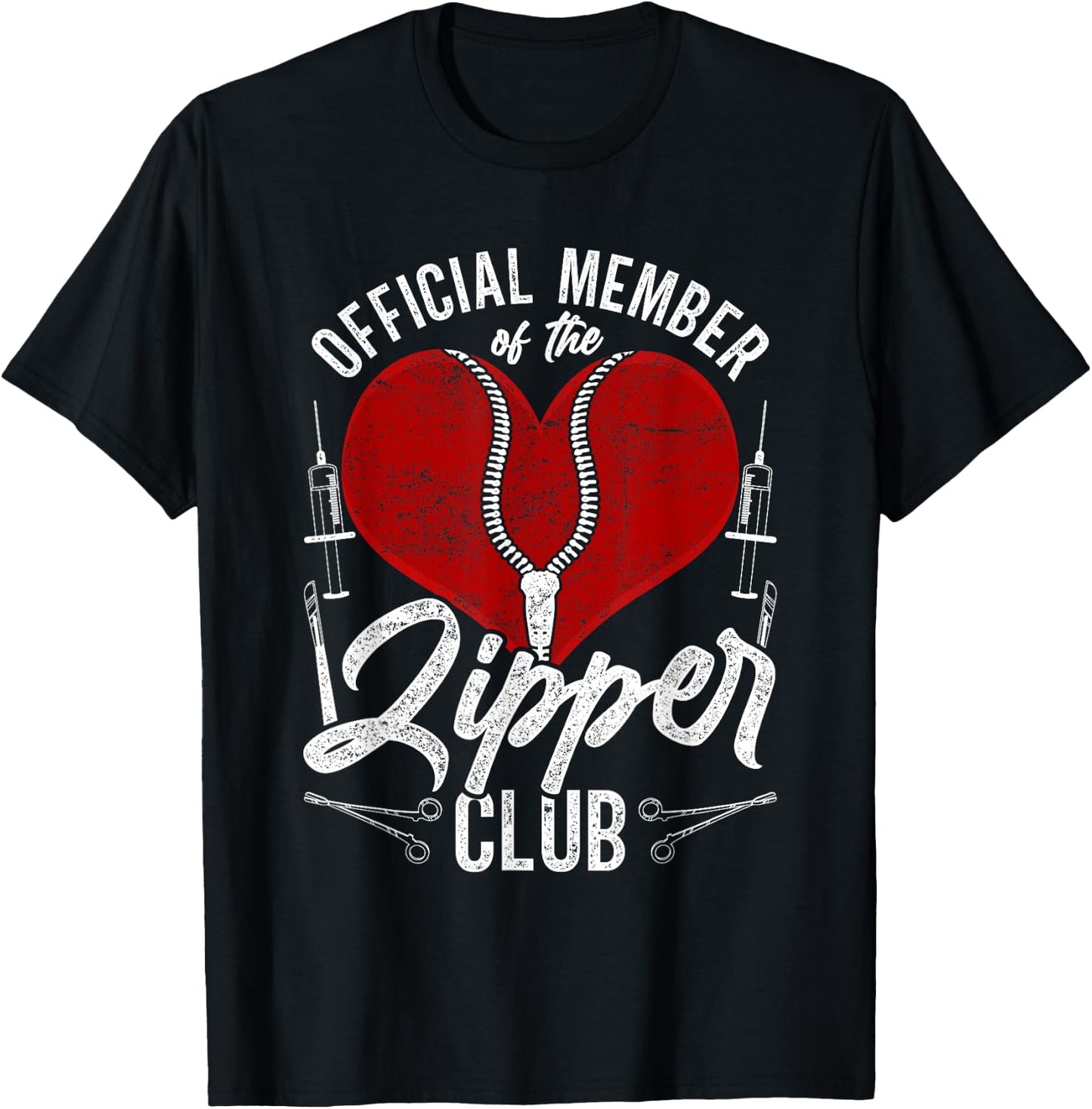 Official Member Of The Zipper Club Open Heart Surgery T-Shirt - T-Shirt | Black