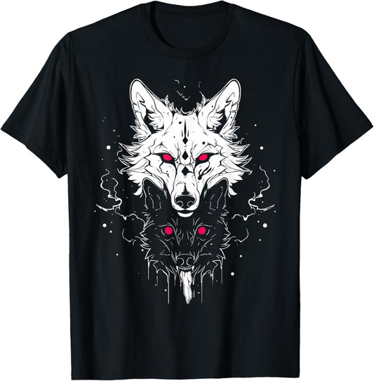 Occult Horror Witchy Gothic Furry Wolves | Wolf Fursona T-Shirt - T-Shirt | Black