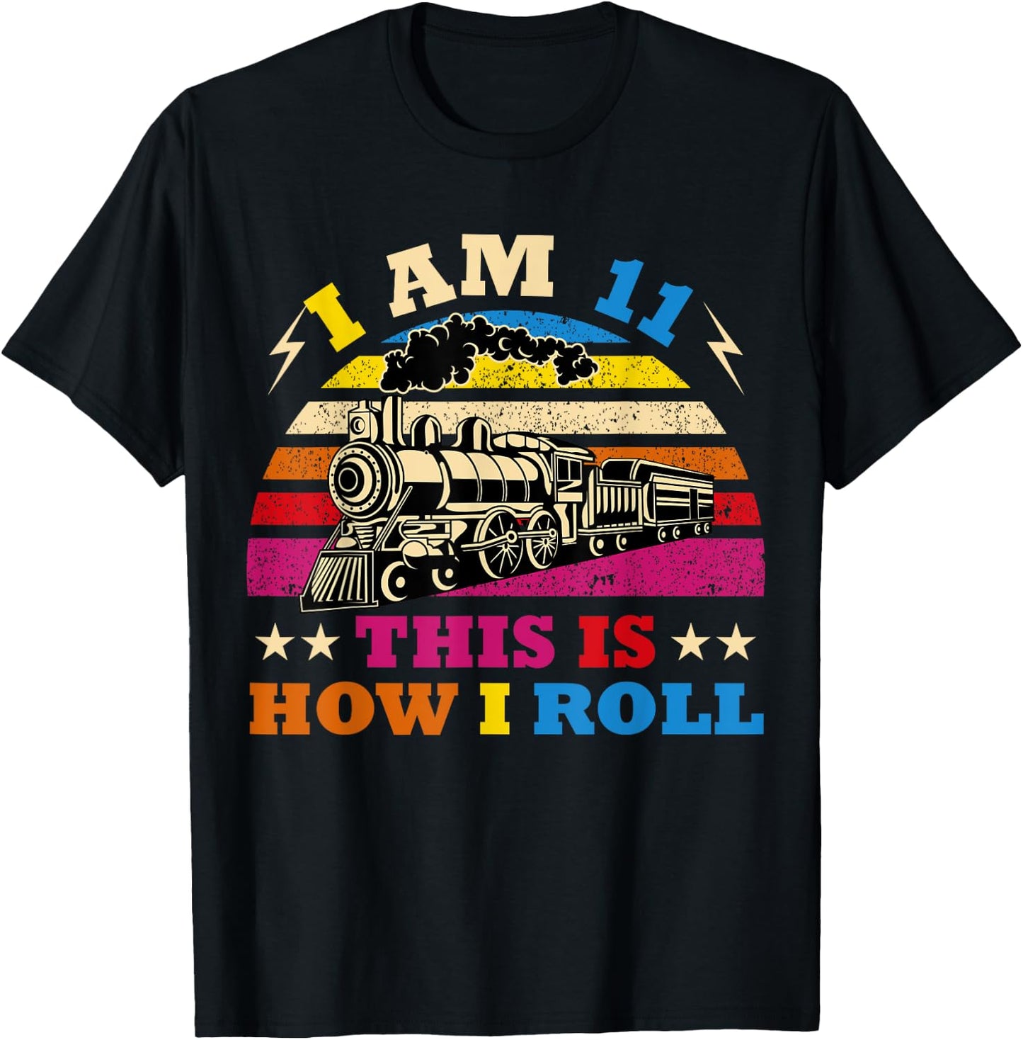 11th Birthday Boy Train 11 Year Old Funny B-Day Matching T-Shirt - T-Shirt | Black