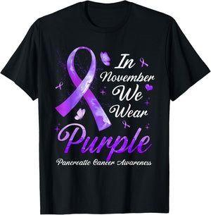 In November We Wear Purple Pancreatic Cancer Awareness T-Shirt - T-Shirt | Black