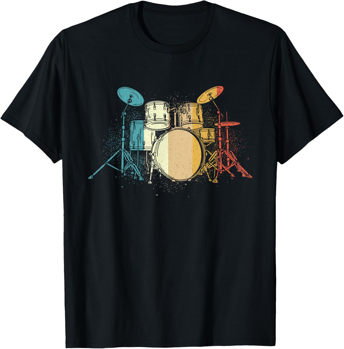 Retro Vintage Drum Sets - Drummer Drumming Lover Percussion T-Shirt - T-Shirt | Black