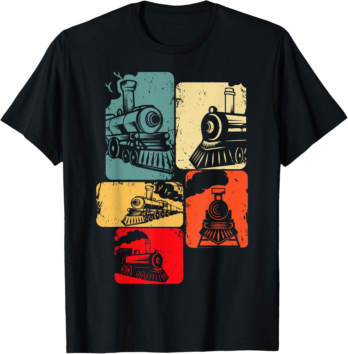 Train Railroad Engineer Railway Steam Train Locomotive T-Shirt - T-Shirt | Black
