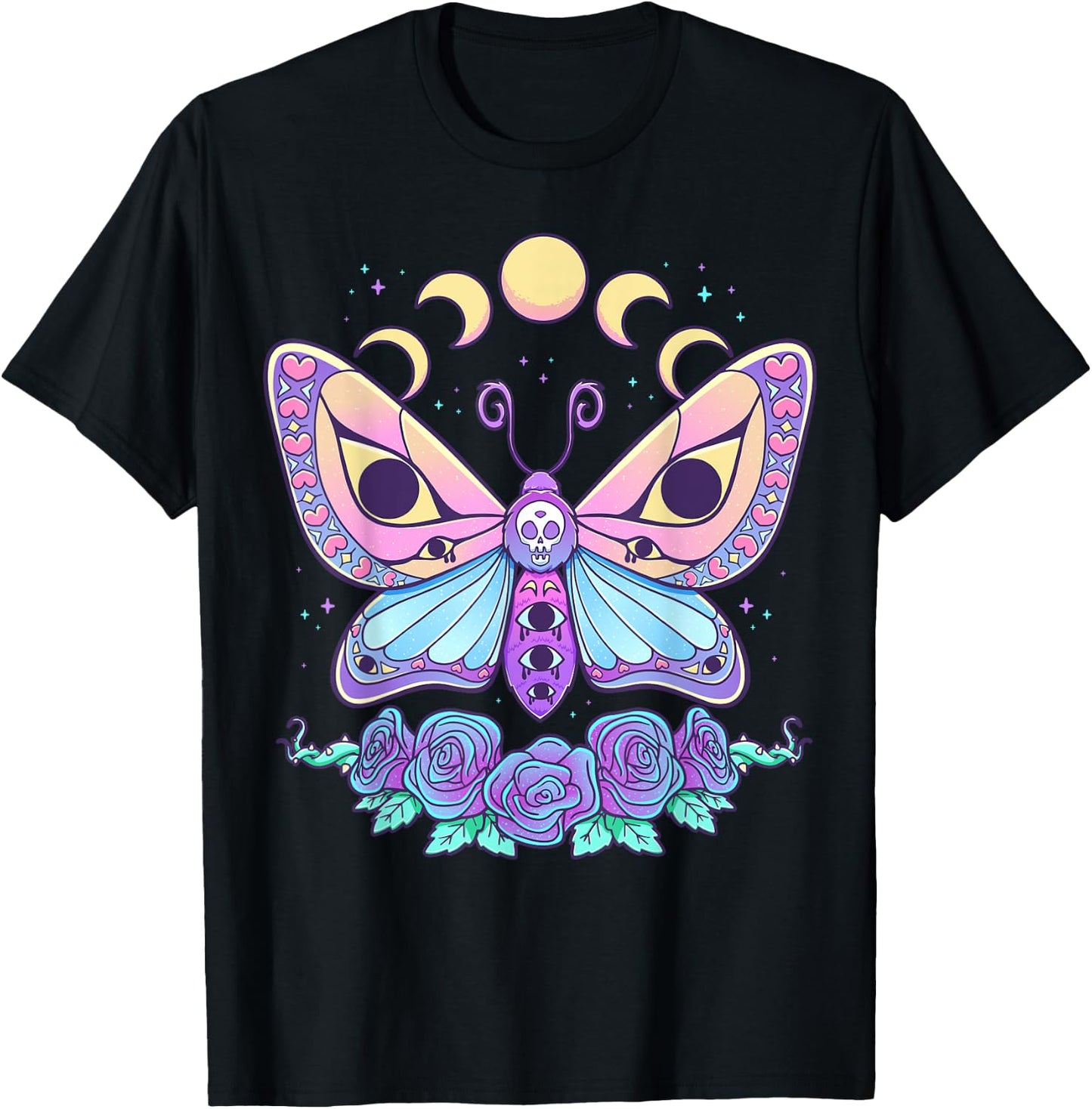 Pastel Goth Creepy Butterfly Moth Kawaii Emo Cute Nu Goth T-Shirt - T-Shirt | Black