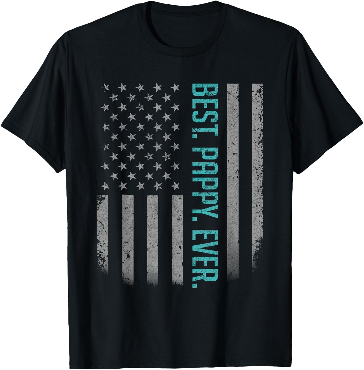 Best Pappy Ever US American Flag Shirt Gift Father's Day T-Shirt - T-Shirt | Black