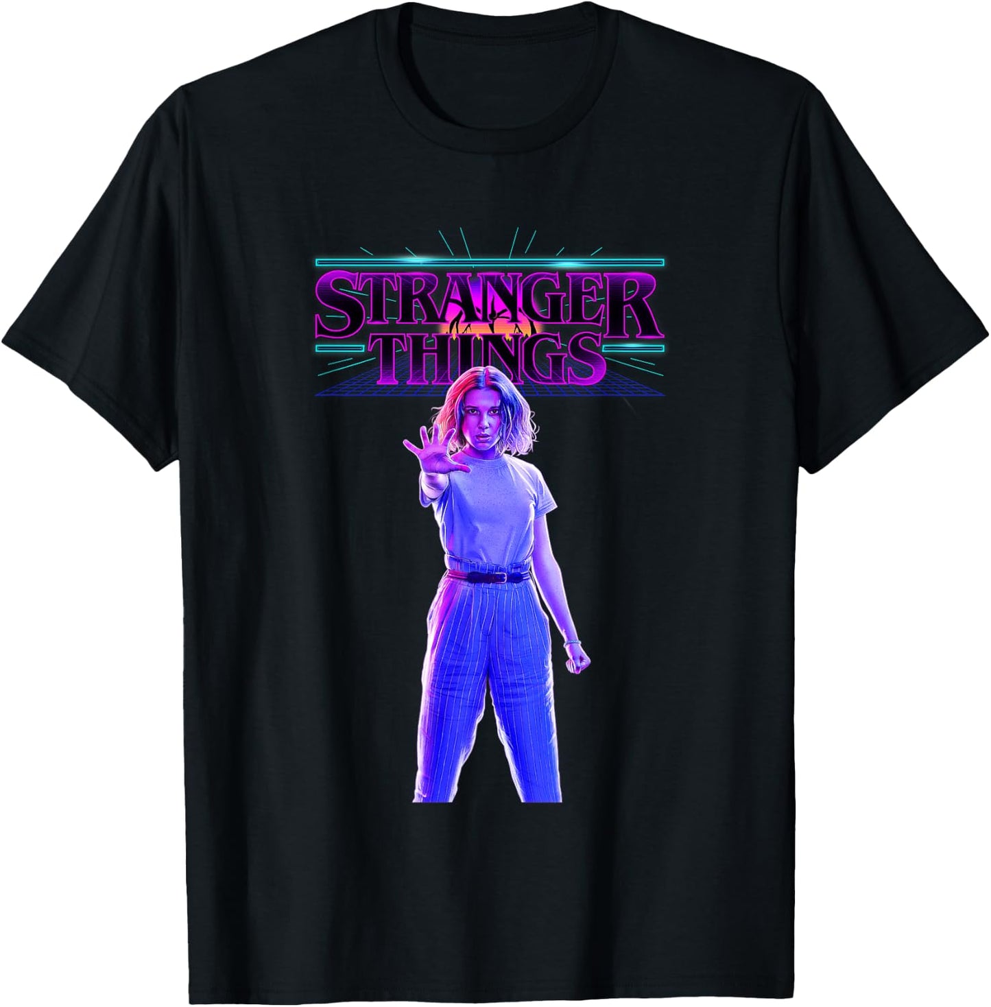 Stranger Things Retro Vintage Glow Gradient Eleven Portrait T-Shirt - T-Shirt | Black