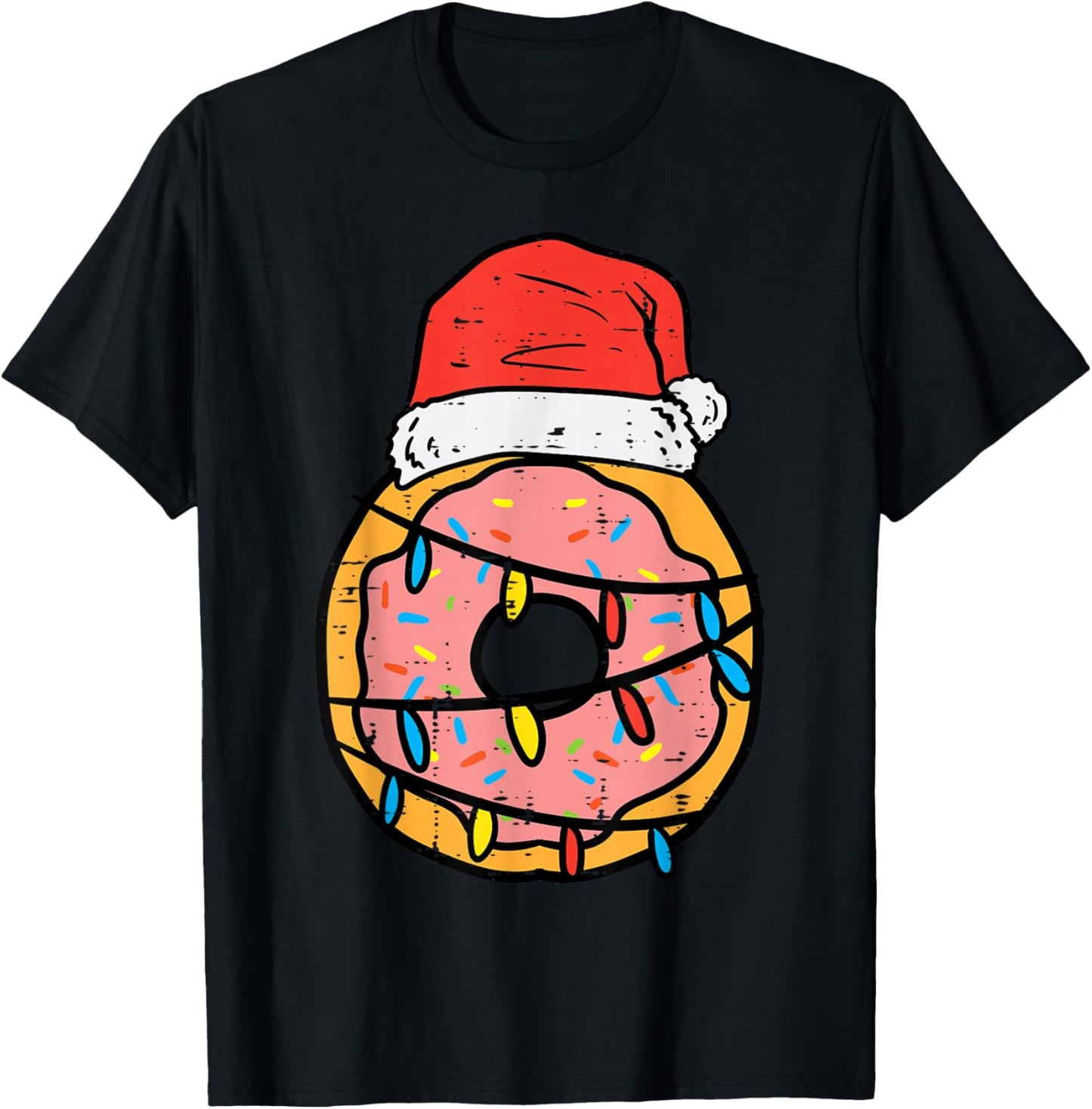 Christmas Donut Santa Cute Xmas Baking Baker Men Women Kids T-Shirt - T-Shirt | Black